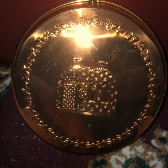 Vintage copper jello mold, brass hook, tin lining- kitchen wall display - used - Picture 2 of 8